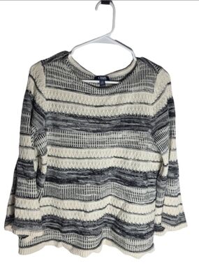 Women's Chaps Striped Scoop Neck Sweater Black White Size L comfy cozy fall